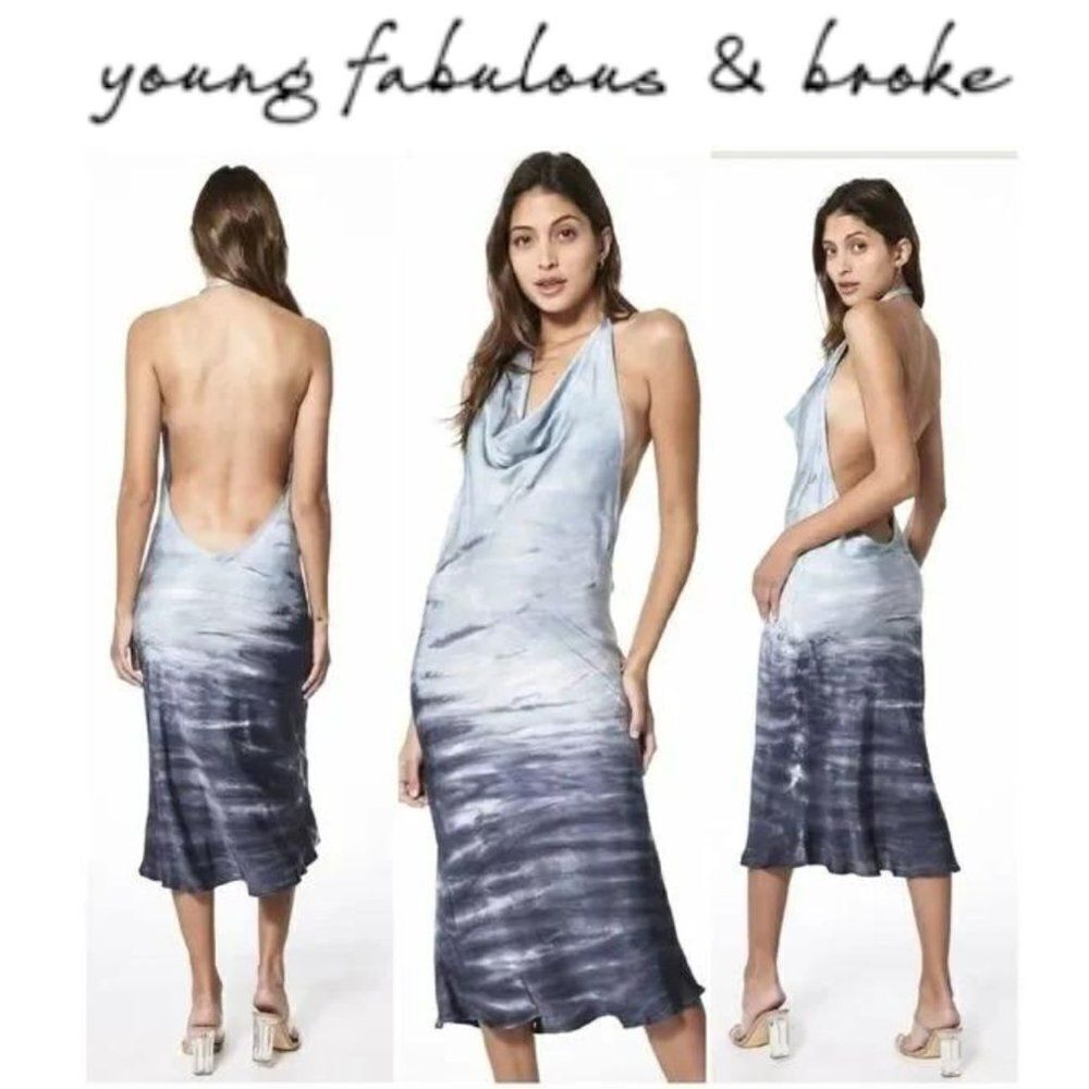 Young Fabulous & Broke REBEL HALTER SLIP DRESS S